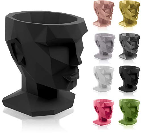 CONCRETTE Vaso per Fiori, Cemento, Nero Opaco, 21x17x22 cm