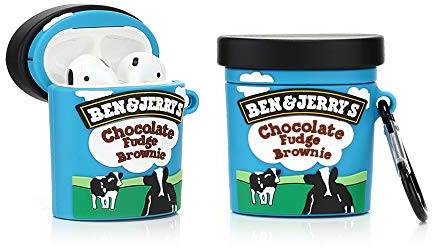 Derhom Airpods Silicone Case Funny Cute Cover Compatible for Apple Airpods 1&2[Beverage Can Series] (Benjerry Ice Cream)