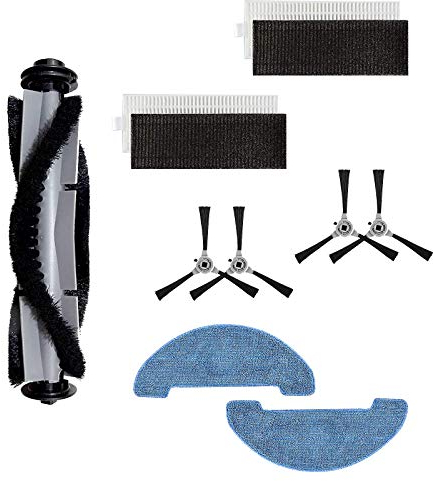 Yooria Kit 4 brosses latérales, 1 brosse à rouler, 2 chiffons, 2 filtre HEPA pour Venga VG rvc 3000 & Venga rvc 3000 BS aspirateur robot