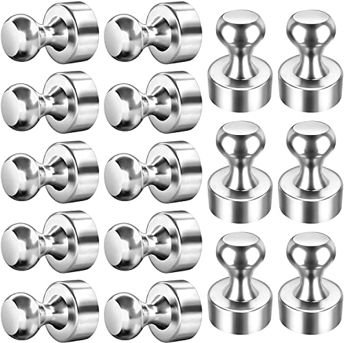 Neodym Magnete Druckstift (20 Stück 12 x 16mm) | N35 Metall Magneten | Extrem Stark Edelstahl Kegelmagnete Kühlschrank Magnete für Magnettafel, Whiteboard, Pinnwand mit Aufbewahrungs Box