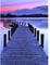 Romantische Fototapete Bergsee | Vlies Fototapete mit Steg in See in Blau Pink | Wohnzimmer und Schlafzimmer Bildtapete mit Sonnenuntergang