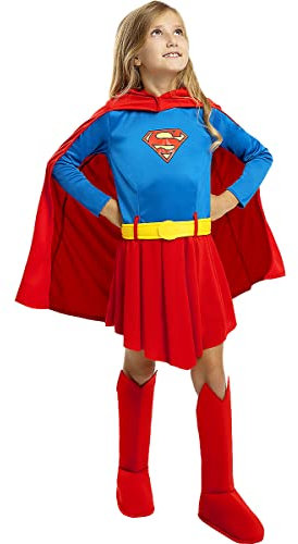 Funidelia | Supergirl Kostüm 100% OFFIZIELLE für Mädchen Größe 7-9 Jahre Kara Zor-EL, Superhelden, DC Comics - Farben: Bunt, Zubehör für Kostüm - Lustige Kostüme für Deine Partys