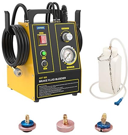 OURANTOOLS Bremsenentlüftergerät Auto Bremsenentlüftungsgerät Elektrisch - AST605 220V Bremsflüssigkeits-wechselgerät Kfz Bremsflüssigkeit Entlüfter mit 3 Adapters für alle Fahrzeuge