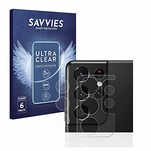 Savvies 6 Pack Screen Protector compatible with Samsung Galaxy S21 Ultra 5G (ONLY Camera Lens) Protection Film Clear