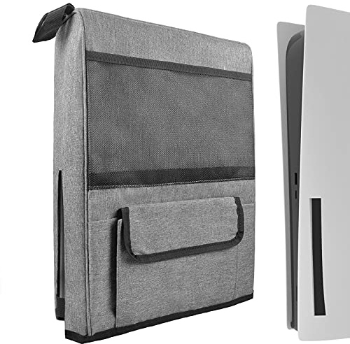 Geekria Console Skin Cover per Playstation PS5, Cover Protettiva per PS5 Console Edizione Digitale, Tasche per Dischi di Gioco, Cover Impermeabile Antipolvere per Accessori PS 5 (Grigio)