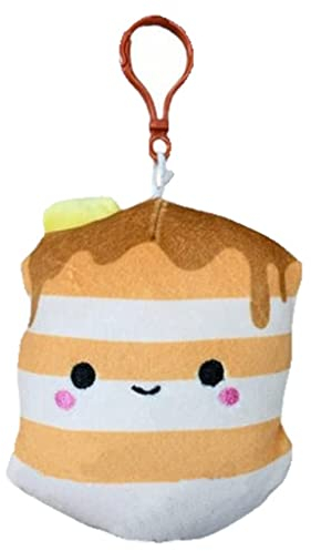 Squishmallow s Offizielles Kellytoy 8,9 cm Clip On Tasche Schlüsselanhänger Rucksack Clips Squishy weiches Plüschtier Tier (Rayen Pancakes)