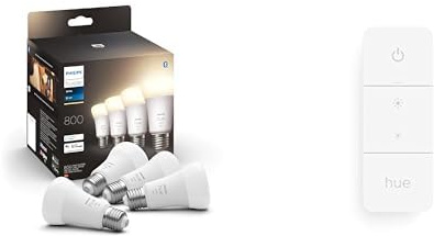 Philips Hue White, ampoule LED connectée E27, Pack de 4 & Hue Dim Switch Télécommande nomade variateur de lumière V2