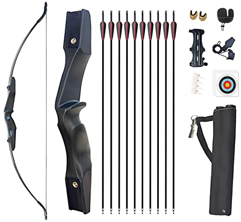 Monleap Archery 53 Takedown Recurve Bogen und Pfeile Set für Erwachsene Rechtshänder Langbogen Kit Gerader Bogen für Anfänger Schießübungen 30 40lb(40LB)