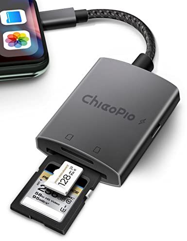 SD Card Reader for iPhone / iPad, ChiaoPio Memory Card Reader, SD Card Reader with Dual Solts for SD/MicroSD, Robust Aluminium Alloy, No App Required, Plug and Play