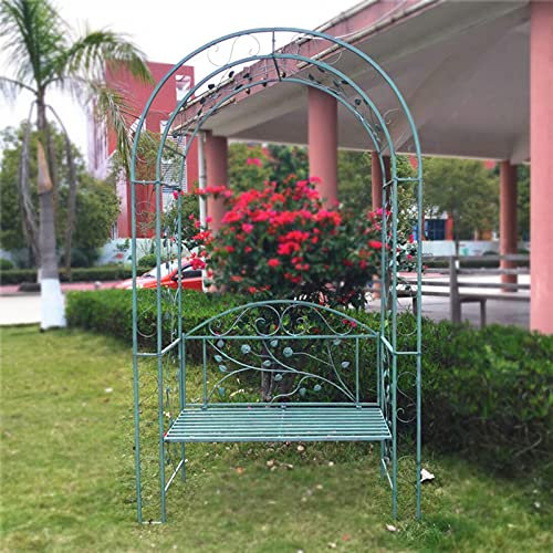 Gartenbank für den Außenbereich, Metall-Pavillon, Bögen, Kletterpergola mit entspannenden Bänken, geeignet für Ranken/Kletterpflanzen, ideal für Hinterhöfe und Außenbereiche
