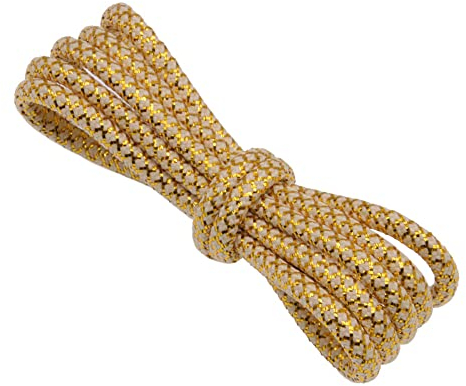 GIVBRO Lacci per scarpe intrecciati glitterati con lacci rotondi – stivali da passeggio lacci per scarpe scozzesi accessori di ricambio bianco con oro, 120 cm