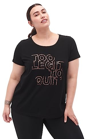 Zizzi Active by Damen Große Größen T-Shirt Print Gr 42-44 Black w. Too Legit