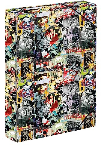 Baagl Heftbox für Schulranzen - Heftmappe A4 für Kinder mit Gummiband und Innenklappen - Sammelmappe, Sammelbox mit Gummizug für Jungen, Mädchen (Batman Comics)