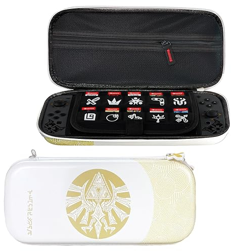 Waldspring Switch Tasche Zelda für Switch und Switch OLED, Zelda Tears of The Kingdom Tasche, Aufbewahrung für 10 Spielekassetten, Netztaschen Platz für Joy-Con und Switch-Zubehör