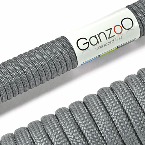 Ganzoo Paracorde 550, 4mm Corde, 3 Mètres, Polyester, Type 3-7 brins intérieurs, Le Bricolage de Laisse de Chien Collier Bracelet, Camping Survie et Outdoor Corde à Tout Faire, Gris foncé