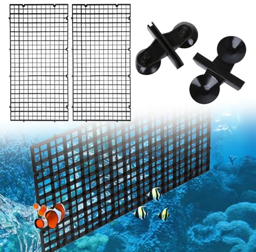 Aquarium Trennwand,Fisch Tank Isolation Divider,Aquarium Fish Tank Divider,2 Stück Trennwande für Aquarien,Fisch Tank Teiler für Aquarium Unten Box,mit 2 Aquarium Divider Saugnapf (Schwarz 30x15cm)
