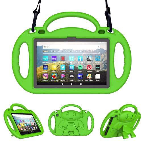 Sonlaryin - Funda para tablet infantil (8 unidades, resistente a los golpes, con soporte para tablet de 8 pulgadas), color verde