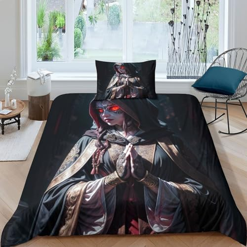 PPSOAP Dark Warrior 3D Print Bettbezug 2 teilig Cool Style Bettwäsche-Set Mikrofaser Geeignet Für Alle Jahreszeiten Kissenbezüge Mit Reißverschluss for Teens Children Boys Girls Single(135x200cm)