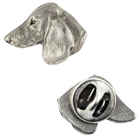 Art-Dog Unikate Silber Hund Anstecknadel - Versilbert Handmade - Broschen Frauen - Lustige Pins - Silber Brosche Schmuck - Teckel I – 1,6x2,1x3cm