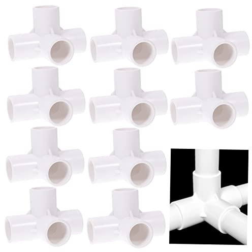 KICHOUSE 10 Pezzi gomito del tubo dell'acqua tenda ganci per telaio tubo pvc tubi pvc T-shirt in pvc a 4 vie connettore del tubo tridimensionale Adattamento Tubo serra bianca