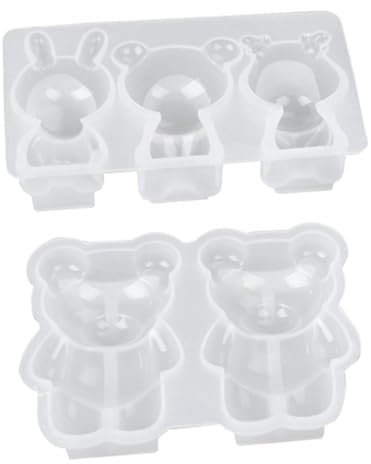 Cabilock 2 Piezas Molde de silicona para muñecas reposteria tarteras para tartas molde para hornear oso molde de resina de pascua 3d molde de postre de silicona molde de adorno