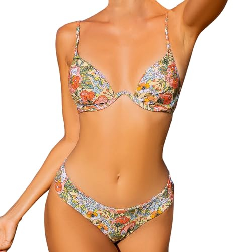 YOGALULU Luxus Bikinis Damen Badeanzug Blau Weiß Gestreift Bademode Einteiler Triangel Bikini Zum Binden Bikini Damen Edel Badeanzug Damen Royalblau Bikini GrüN Weiss