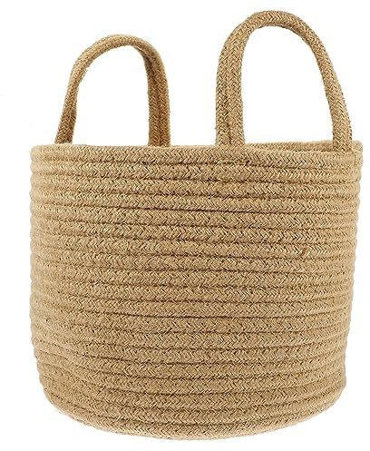 MAGICLULU Geflochtener Wäschekorb Aus Baumwollseil Schmutzige Wäsche Aufbewahrungskorb Mit Griff Dekorativer Organizer Für Spielzeug Und Handtücher Waschbar Platzsparend Und Vielseitig