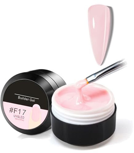 Versiegelungsgel für Gelnägel, Aufbau-UV-Gel zur Nagelverlängerung, Solid Farbgel und Poly Gel, 15ml Nagel Builder für Selbst-Mach-Nägel, Hell-Pink