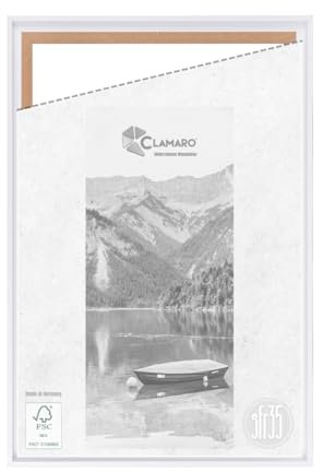 CLAMARO 'SFR35' Schattenfugenrahmen für 60x90 cm Keilrahmen | Weiss Matt | MDF-Holz Bilderrahmen für Keilrahmen Leinwände inkl. Aufhänger und Montagematerial