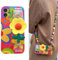 Flower with Lanyard Neck Strap Silicone Phone Case for Iphone 15, 14, 13, 12 Series, Crossbody Case with Lanyard and Wristband Kickstand (for iphone 14 pro max,Sunflower)