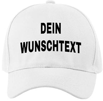 NIMAMA Unisex Erwachsenen Cap Bedrucken Lassen - Mit Wunschtext personalisiert - Individuell als Geschenk für Herren und Damen selbst gestalten - Weiß