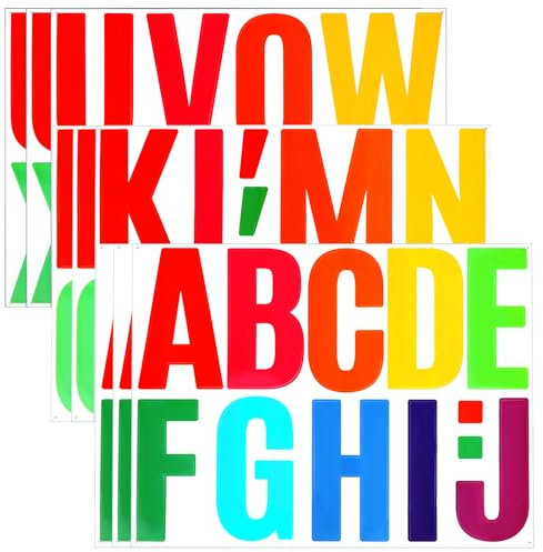 102 Stück Buchstaben Aufkleber Bunt 10 cm Vinyl Buchstaben Sticker, Alphabet Aufkleber Groß Selbstklebende Dekorationen für Poster Pinnwände Klassenzimmer Heimdekoration