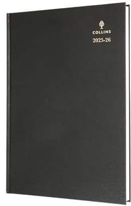 Collins 'Desk' 12 Month Mid/Academic Year Planner, July 2025-July 2026-40M.99-2526- Week-to-View Appointments Diary, A4 Hard Cover, Black