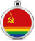 Petaca redonda de acero inoxidable con diseño de bandera de arco iris de la URSS, botella de vino de 5 onzas, a prueba de fugas