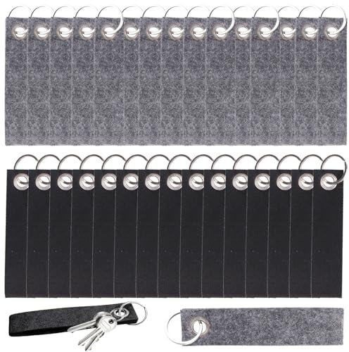 lurora2021 30 Stück Schlüsselanhänger Filz Filz Schlüsselanhänger Set Filz Schlüsselanhänger Rohling Filz Schlüsselanhänger Mit Edelstahl Ring Schlüsselanhänger für DIY Handwerk Dekoration 13 X 3cm