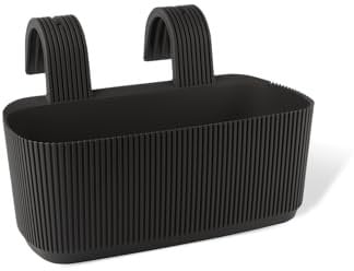 Konzept 11 Balkon Blumenkasten mit Halterung – 29 x 19 cm, Balkonkasten für Geländer, 3,2 L aus wetterfestem Kunststoff