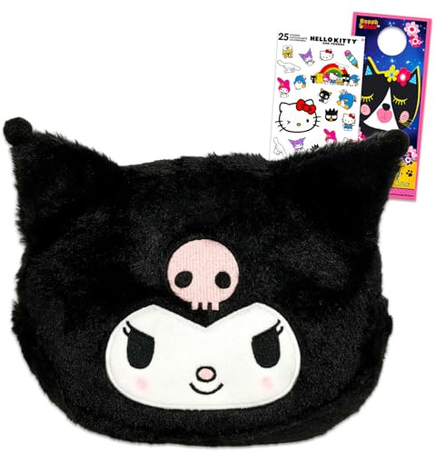 Kuromi Kosmetiktaschen-Set - Bündel mit Sanrio Kosmetiktasche für Make-up, Reisegröße Toilettenartikel, plus Aufkleber, mehr | Hello Kitty Reisetasche für Mädchen, Frauen