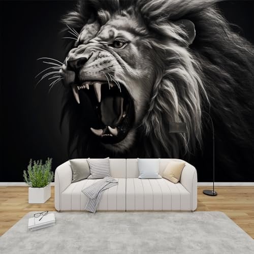 PaxGloz Fototapete Löwe Tapete Wildtier Löwenkopf Tapeten Vliestapete Modern Wandtapete Wohnzimmer Schlafzimmer Kinderzimmer Wanddeko Motivtapeten 200 x 140 cm (B x H)
