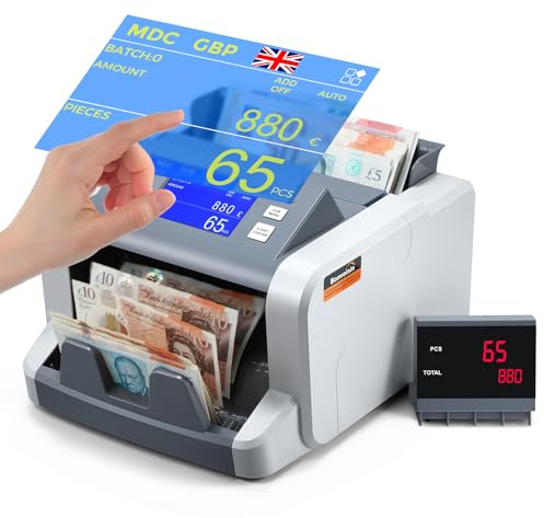 Bonvoisin Banknote Counting Machine, Value Counting for Mixed Denomination | 1500 Pcs/Min,1CIS/UV/IR/MG Counterfeit Detection, Sorting, Bach, ADD Functions, Color Touchable Screen, for Bank, Business