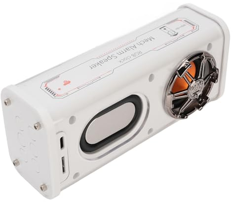 Jectse Clock Radio Enceinte, Haut-Parleur de l'horloge de Grand écran avec Un Réveil et Un Affichage de Température, Une connectivité sans Fil et Une Fonction de Mémoire, Une qualité (White)