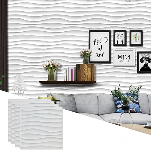 XQLY 16 PCS 3D Wall Panels 30 x 30cm (11.8''), Diamond Design Decorative PVC Flame Retardant, Moisture and Mildew Proof, Suitable for Living Room, Bedroom and Hotel (White)