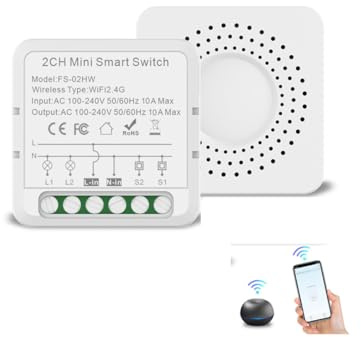 Tomedeks 16 A Smart Relais Modul WiFi + Bluetooth – Unterputz Modul für Licht & Steckdose, kompatibel mit Alexa & Google Home, App Fernsteuerung, Timer, Mehrfachsteuerung