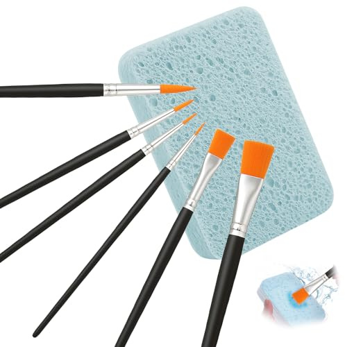 6 Pack Face Paint Brush Set, Professional Artist Brush & Painting Sponge for Body Face Painting Body Art Makeup Kit, Acrylic Painting Oil Gouache Watercolor Halloween Cosplay Party Makeup