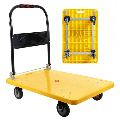 Transportwagen Klappbar, Bai You MEI Plattformwagen Rollwagen 100kg, 70x46cm Leicht Einkaufswagen Transportkarre Große Fläche Wagen Lagerwagen Transporthilfe Umzughelfer rutschfest Umzüge
