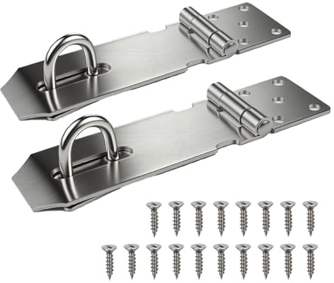 2 STK Vorhängeschloss Haspe,4 Zoll Edelstahl Schloss Vorrichtung(Silber) | Sicherheits-Überfalle,Edelstahl Türschloss Hasp,Sicherheit Haspel Schlossriegel,für Tür Fenster Schrank