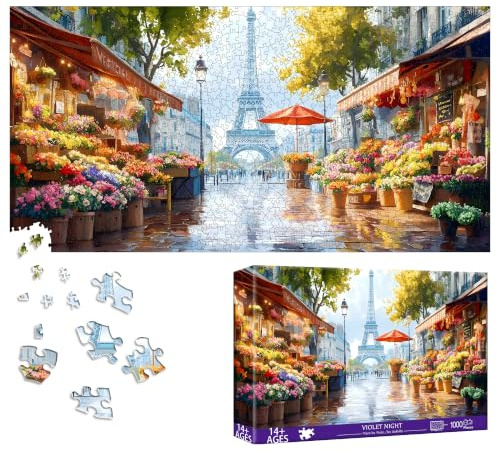 Bimkole Eiffelturm Puzzle 1000 Teile, Blume Puzzle 1000 Teile Erwachsene für Erwachsene und Kinder ab 14 Jahren – Unterhaltsames Und Anspruchsvolles Familienpuzzle, Tolle Geschenkidee