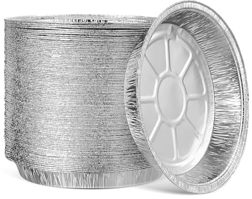 Bandejas de Aluminio Redondas Desechables Plata 100 Piezas | Moldes para Hornear Desechables, Bandeja de Cocción, Mini Sartén para Freidora de Aire y Horno