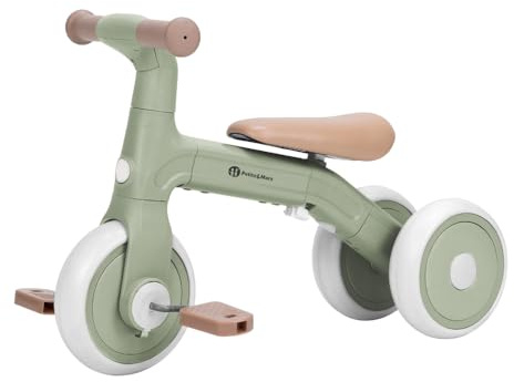 3-in-1 Kinder Laufrad ab 1 Jahr Petite&Mars Bingo – Mit Pedalen, Ultraleicht (2,3 kg), Verstellbar, Fördert Gleichgewicht & Motorik, Erste Fahrrad für Babys 12–36 Monate bis zu 25 kg (Grün)