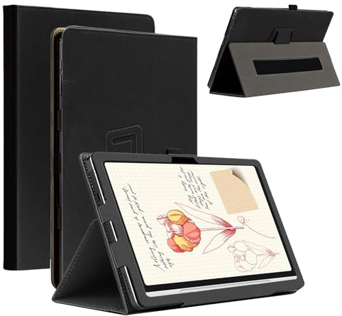 CONAPIKA Tablet Hülle für XPPen Magic Note Pad, Ultra Dünn PU Leder Abdeckung Klappständer Schutzhülle Auto Schlaf/Aufwachen Magnet Case Cover mit Stifthalter und Handschlaufe,Schwarz