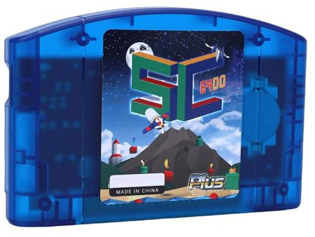 Naroote Chariot Flash Open Source N64, Cartouche de Jeu avec Transfert Rapide et Sauvegarde Automatique, Idéal pour la Console N64 et l'émulation de Plusieurs Systèmes Rétro (bleu transparent)